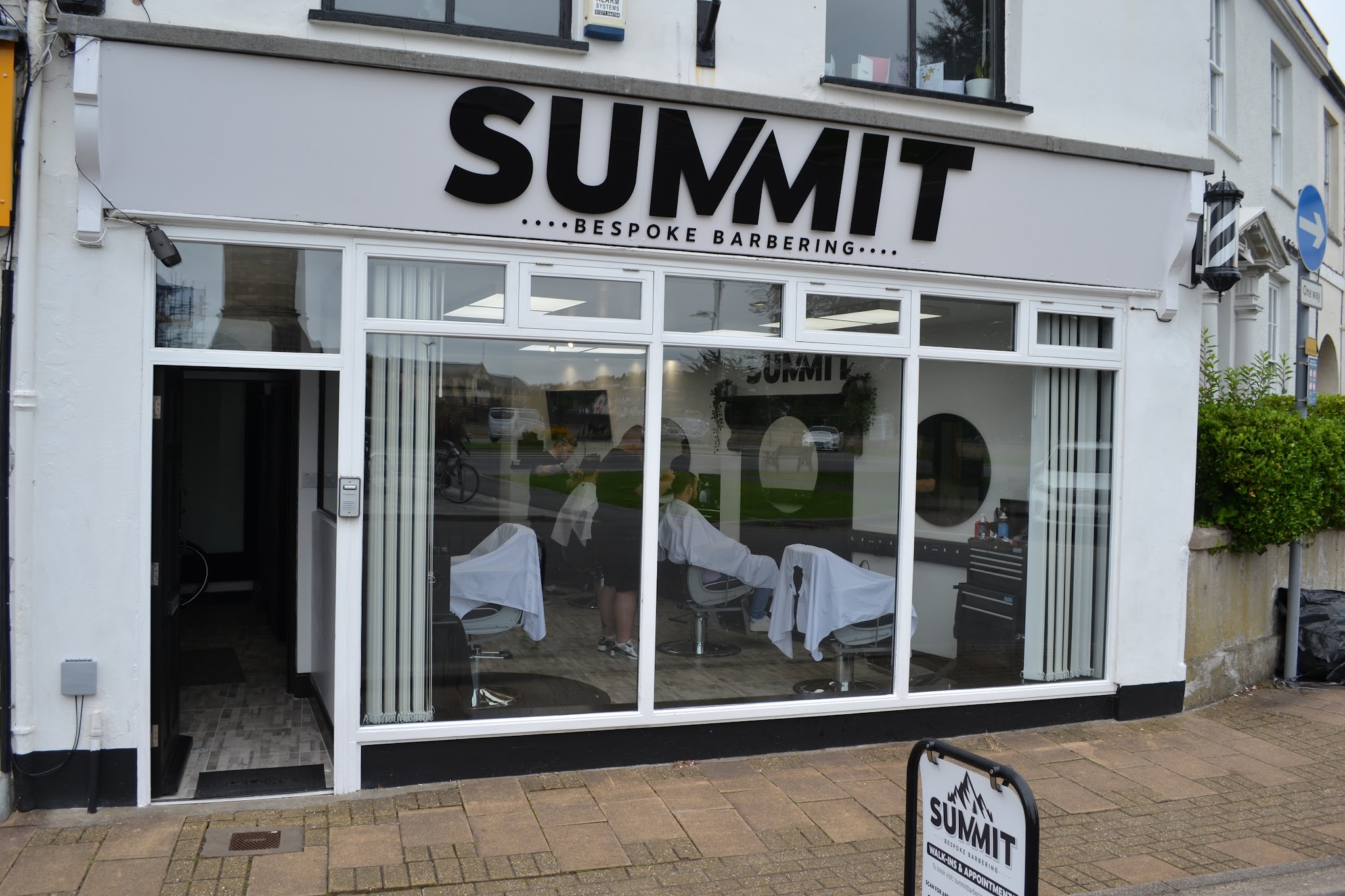 Summit Bespoke Barbering shopfront, 1 The Square, Barnstaple