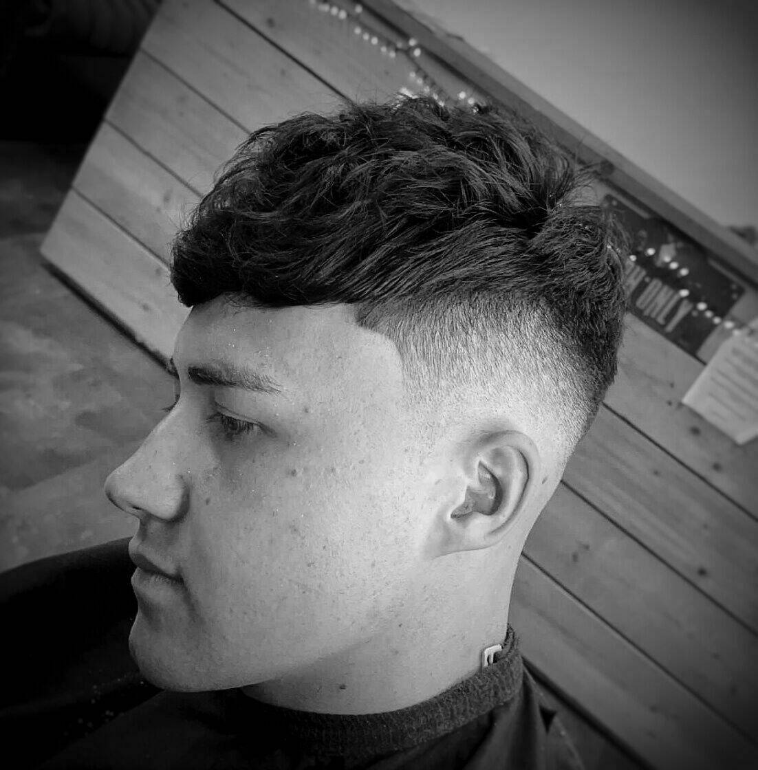 Textured crop with a fade, in black and white